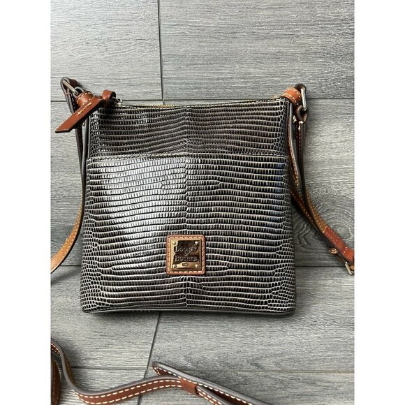 Dooney & Bourke Lizard Embossed Letter Carrier Crossbody Bag - Picture 1 of 6